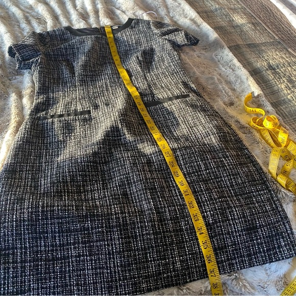 Karl Lagerfeld Dress Knit Textured Mini Length Short Sleeve Leather Trim: 10 - Picture 10 of 10